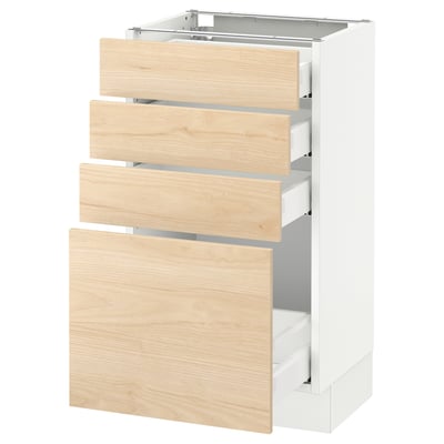 SEKTION Base cabinet with 4 drawers, white Maximera/Askersund light ash effect, 18x15x30 "