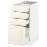 SEKTION Base cabinet with 4 drawers, white Maximera/Bodbyn off-white, 15x24x30 "