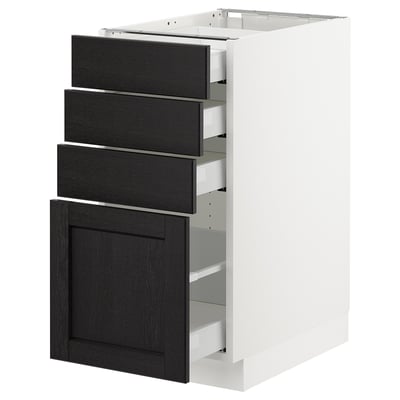 SEKTION Base cabinet with 4 drawers, white Maximera/Lerhyttan black stained, 15x24x30 "