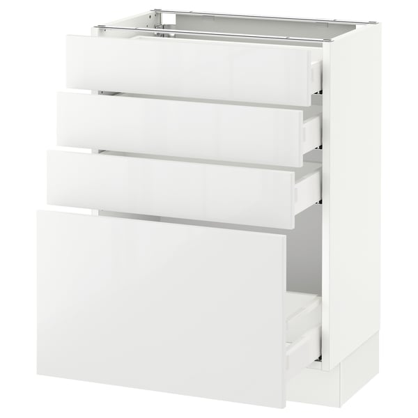 A white SEKTION kitchen unit with high gloss drawers.