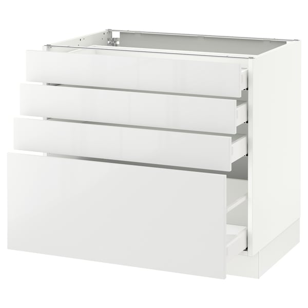 SEKTION white kitchen unit, high gloss drawers, modern design.
