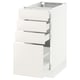 White SEKTION kitchen cabinet with four drawers, glossy finish, smooth edges.