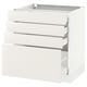 Ikea SEKTION white kitchen cabinet with four drawers.