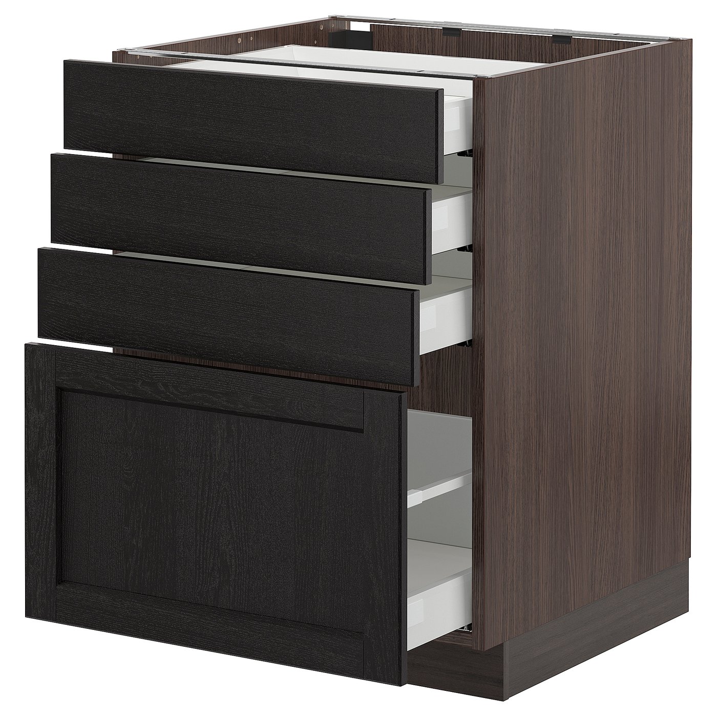 SEKTION Base with 4 drawers brown Maximera, Lerhyttan black stained IKEA