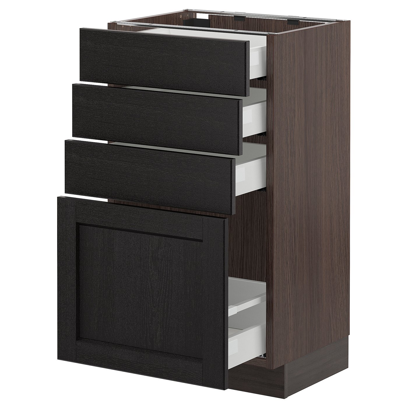 SEKTION Base with 4 drawers brown Maximera, Lerhyttan black