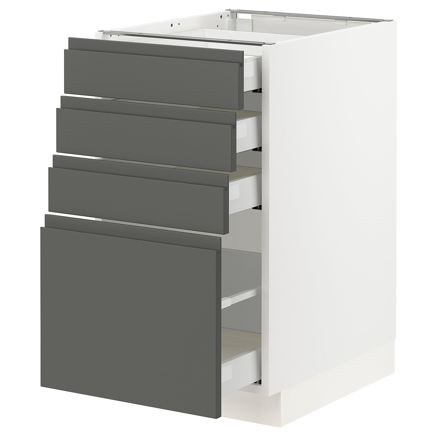 SEKTION Base with 4 drawers white Maximera, Voxtorp dark gray
