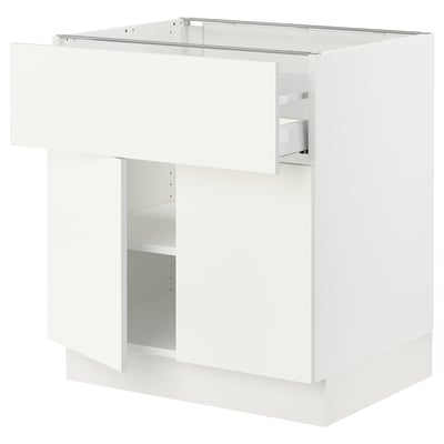 SEKTION Base cabinet with drawer/2 doors, white/Vallstena white, 30x24x30 "