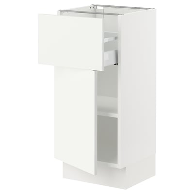 SEKTION Base cabinet with drawer/door, white/Vallstena white, 15x15x30 "