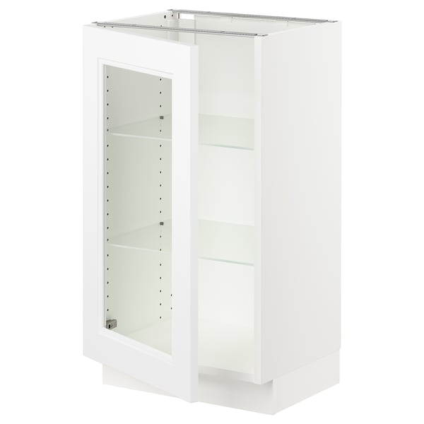 SEKTION Base cabinet with glass door, white/Axstad matt white, 18x15x30 "