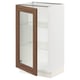 SEKTION Base cabinet with glass door, white Enköping/brown walnut effect, 18x15x30 "