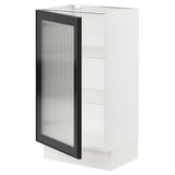 SEKTION Base cabinet with glass door, white/Hejsta anthracite reeded glass, 18x15x30 "