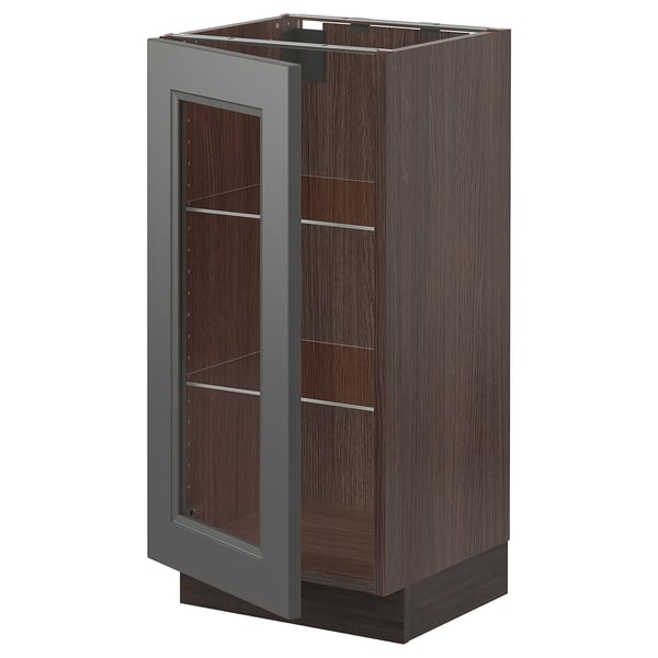 SEKTION Base with glass door brown, Axstad dark gray IKEA