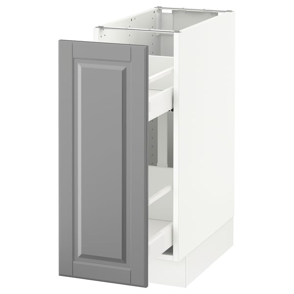 Sektion Base Cabinet With Pull Out Storage White Bodbyn Gray Ikea