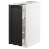 SEKTION Base cabinet with pull-out storage, white/Lerhyttan black stained, 12x24x30 "