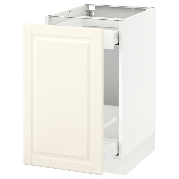 SEKTION Base cabinet with pull-out storage, white Maximera/Bodbyn off-white, 18x24x30 "