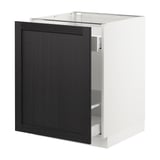 SEKTION Base cabinet with pull-out storage, white Maximera/Lerhyttan black stained, 24x24x30 "