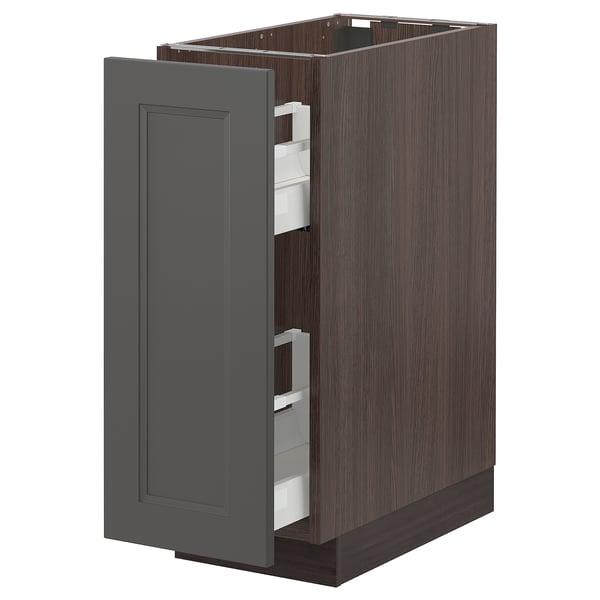 SEKTION Base cabinet with pull-out storage - brown, Axstad ...