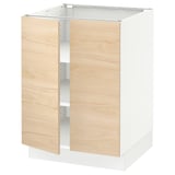 SEKTION Base cabinet with shelves/2 doors, white/Askersund light ash effect, 24x24x30 "