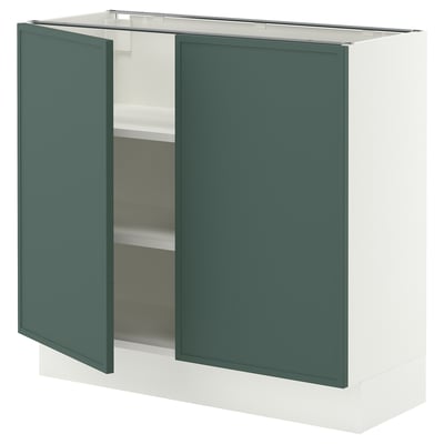 SEKTION Base cabinet with shelves/2 doors, white/Aspudden dark gray-green, 36x15x30 "