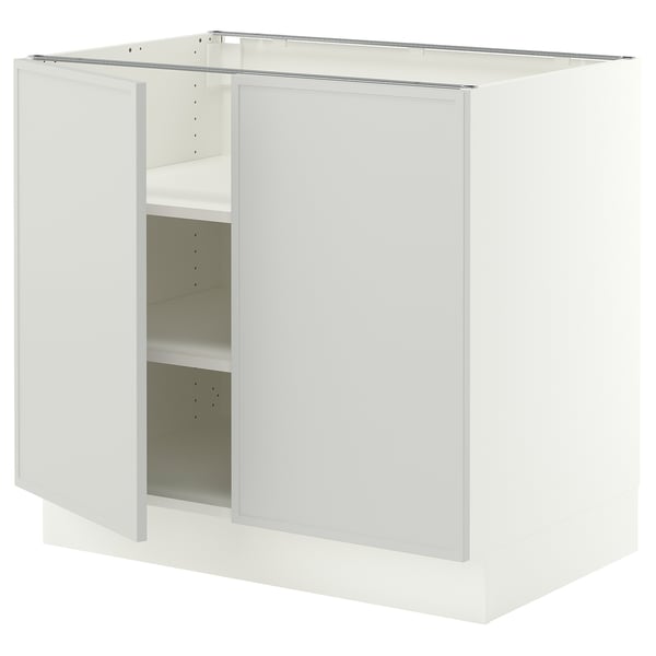 SEKTION Base cabinet with shelves/2 doors, white/Aspudden light gray, 36x24x30 "