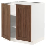 SEKTION Base cabinet with shelves/2 doors, white Enköping/brown walnut effect, 30x24x30 "