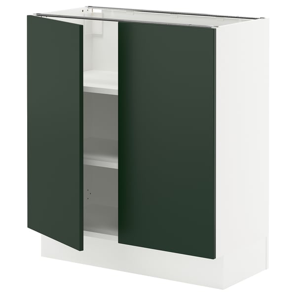 SEKTION Base cabinet with shelves/2 doors, white/Havstorp deep green, 30x15x30 "