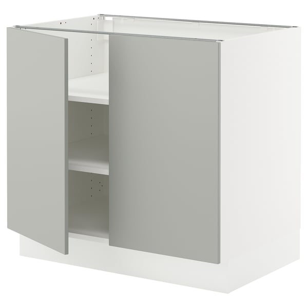 SEKTION Base cabinet with shelves/2 doors, white/Havstorp light gray, 36x24x30 "