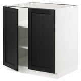 SEKTION Base cabinet with shelves/2 doors, white/Lerhyttan black stained, 30x24x30 "