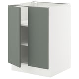 SEKTION Base cabinet with shelves/2 doors, white/Nickebo matt grey-green, 24x24x30 "