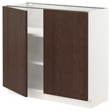 SEKTION Base cabinet with shelves/2 doors, white/Sinarp brown, 36x15x30 "