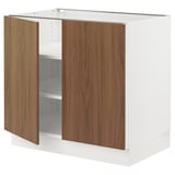 SEKTION Base cabinet with shelves/2 doors, white/Tistorp brown walnut effect, 36x24x30 "