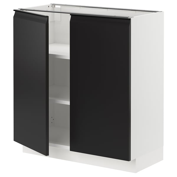 SEKTION Base cabinet with shelves/2 doors, white/Upplöv matt anthracite, 30x15x30 "