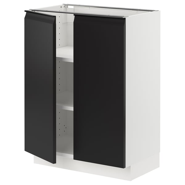SEKTION Base cabinet with shelves/2 doors, white/Upplöv matt anthracite, 24x15x30 "