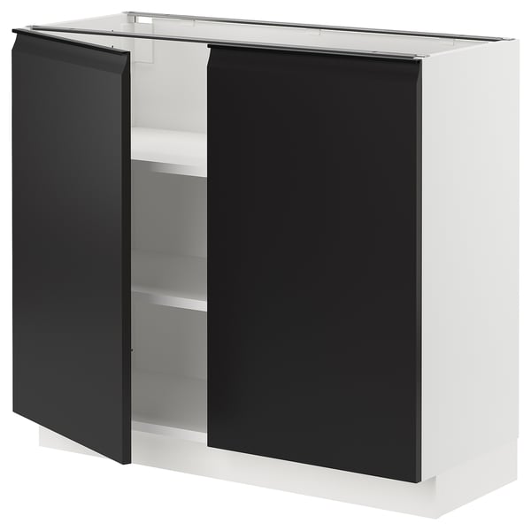 SEKTION Base cabinet with shelves/2 doors, white/Upplöv matt anthracite, 36x15x30 "