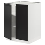 SEKTION Base cabinet with shelves/2 doors, white/Upplöv matt anthracite, 24x24x30 "