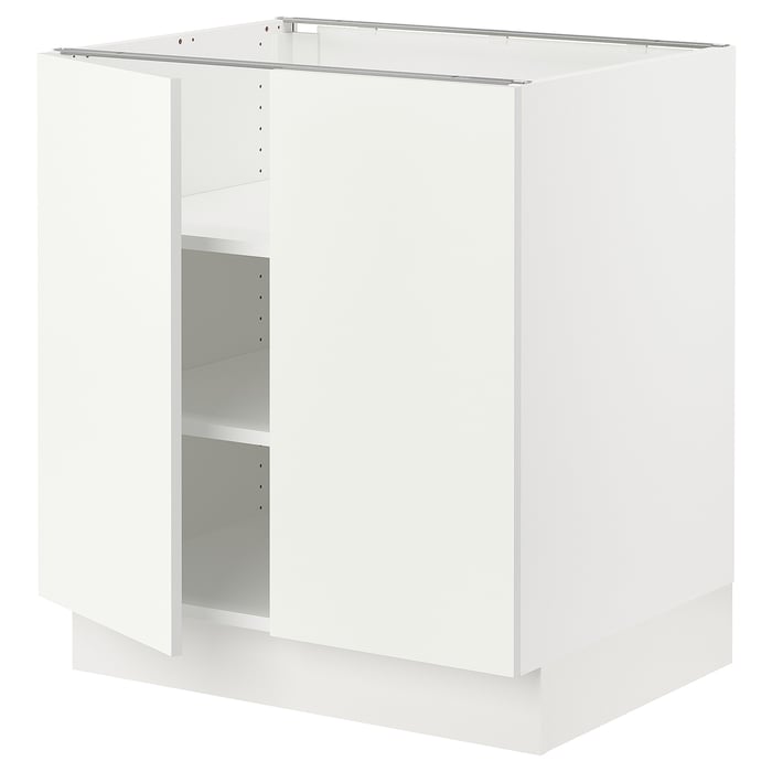 SEKTION base cabinet with shelves/2 doors, white/Vallstena white ...