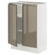 SEKTION Base cabinet with shelves/2 doors, white/Voxtorp high-gloss dark grey-brown, 24x15x30 "