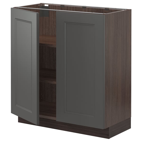 Sektion Base Cabinet With Shelves 2 Doors Brown Axstad Dark