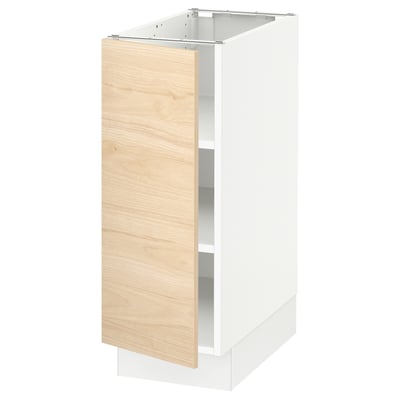 SEKTION Base cabinet with shelves, white/Askersund light ash effect, 12x24x30 "