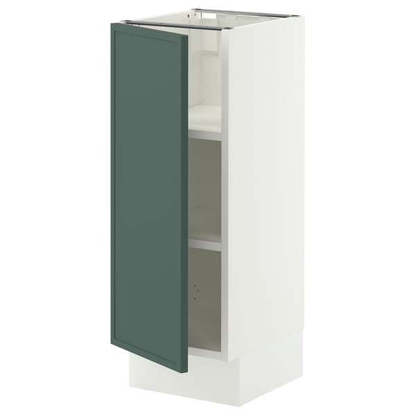 SEKTION Base cabinet with shelves, white/Aspudden dark gray-green, 12x15x30 "