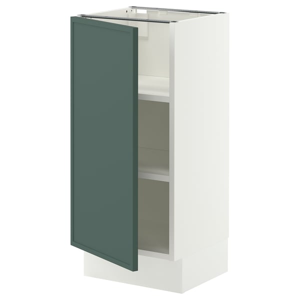 SEKTION Base cabinet with shelves, white/Aspudden dark gray-green, 15x15x30 "