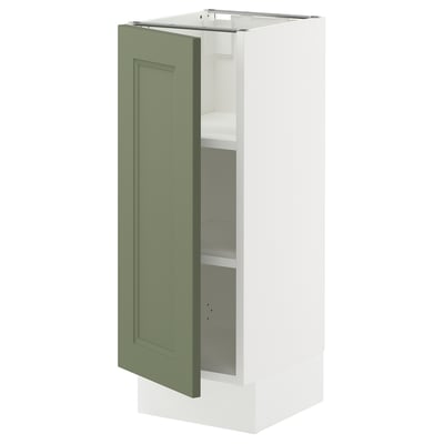 SEKTION Base cabinet with shelves, white/Axstad gray-green, 12x15x30 "