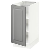 SEKTION Base cabinet with shelves, white/Bodbyn gray, 15x24x30 "