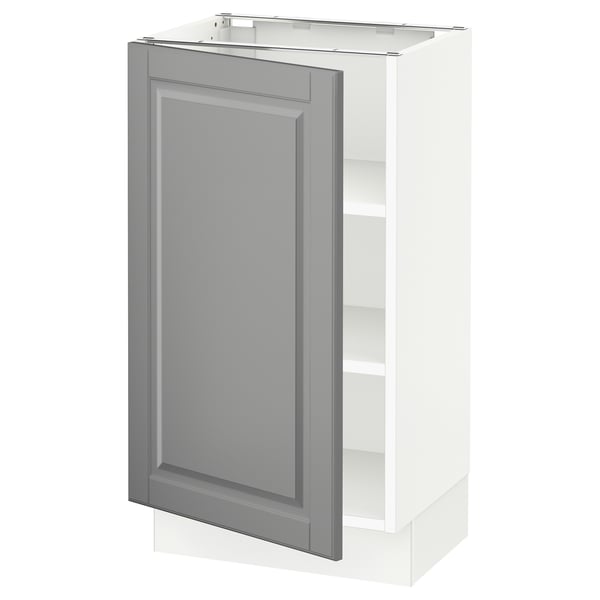SEKTION Base cabinet with shelves, white/Bodbyn gray, 18x15x30 "