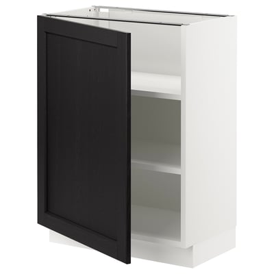 SEKTION Base cabinet with shelves, white/Lerhyttan black stained, 24x15x30 "