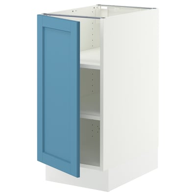 SEKTION Base cabinet with shelves, white/Lerhyttan blue, 15x24x30 "
