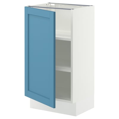 SEKTION Base cabinet with shelves, white/Lerhyttan blue, 18x15x30 "