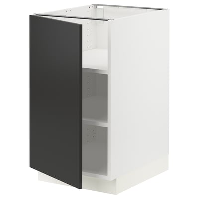 SEKTION Base cabinet with shelves, white/Nickebo matt anthracite, 18x24x30 "