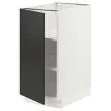 SEKTION Base cabinet with shelves, white/Nickebo matt anthracite, 15x24x30 "