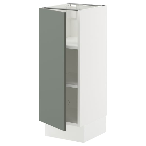 SEKTION Base cabinet with shelves, white/Nickebo matt grey-green, 12x15x30 "